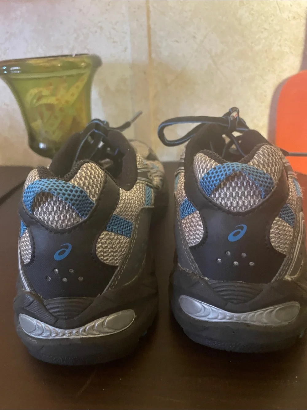 ASICS Gray and Blue Men's Gel-Venture 4 Trail Running Athletic Sneakers
